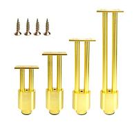 Lot de 4 pieds de meubles réglables en aluminium noir de 20,3 cm, capacité de charge de 399,2 kg, pour canapés, salles de bains, tables basses avec vis, finition dorée, 12 cm, pieds dorés