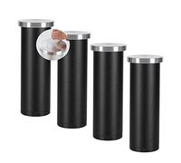 Lot de 4 pieds de meubles réglables en aluminium noir mat sans perforation - Pieds de support auto-adhésifs pour armoire de salle de bain - 25 cm de hauteur