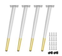 Lot de 4 pieds de meubles réglables en forme de cône avec vis (blanc + doré, 65 cm) pour améliorer la stabilité et le style