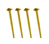 Lot de 4 pieds de meubles réglables en forme de cône pour table de salle à manger, table basse, bureau, coiffeuse, finition noire/dorée, hauteur de 20 cm, installation facile
