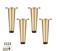 Lot de 4 pieds de meubles réglables en laiton pour armoires, tables basses, canapés et chaises (8 cm, doré) avec vis, parfaits pour chevet, salle de bain et meubles TV, 3 couleurs disponibles