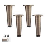 Lot de 4 pieds de meubles réglables en laiton pour armoires, tables basses et canapés (10 cm, marron) avec vis, idéal pour les armoires de chevet et de salle de bain, 3 couleurs disponibles