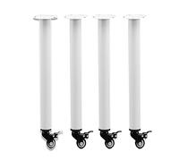 Lot de 4 pieds de meubles réglables en métal avec roulettes pour tables de salle à manger, tables basses, bureaux, établis - 72,5 cm - Noir/blanc - Améliore la mobilité et la stabilité.