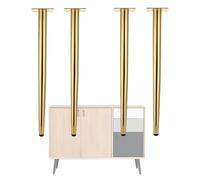 Lot de 4 pieds de meubles réglables en métal de 10 à 71 cm, en acier robuste, pour bureaux et tables de salle à manger, finition dorée, parfaits pour la décoration d'intérieur