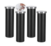 Lot de 4 pieds de meubles réglables en métal de 15 cm - En alliage d'aluminium noir - Design sans perforation - Pour tables basses, armoires de salle de bain, meubles TV, tables en verre