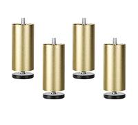 Lot de 4 Pieds de Meubles Réglables en Métal,Pieds de Table en Alliage D'aluminium,Jambes de Support de Canapé Cylindrique,pour Table Basse Armoire Lit,avce Boulon M10 (15cm(5.9in),Gold)