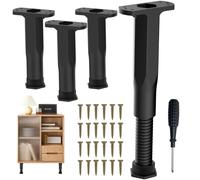 Lot de 4 pieds de meubles réglables en plastique PP, 16,5-28 cm, pieds de support robustes de 250 kg pour lit, canapé, armoire et bureau - Idéal pour l'égalisation des sols inégaux et l'extension de
