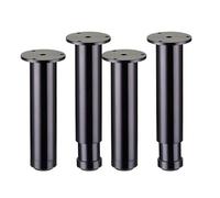Lot de 4 pieds de meubles réglables ronds en aluminium pour canapés, chaises, armoires (8 à 12 cm, noir) - Améliore la stabilité et le style