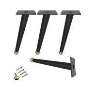 Lot de 4 pieds de meubles robustes et coniques en métal avec vis, pour canapé, chaise, commode (205 mm)