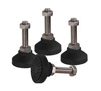 Lot de 4 pieds de nivellement réglables robustes - Pied de tour en métal de 6 cm de diamètre - Pied plat à vis parfait pour la stabilité et le soutien (D60 x M14 x 150 mm)