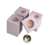 Lot de 4 pieds de placard en bois épais massif - Pieds de rechange modernes pour tables basses, bureaux et canapés - Bloc de bois carré (5,3 x 10 cm) - Améliorez vos meubles