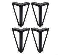 Lot de 4 pieds de rechange en métal de 15,2 cm pour cadres de lit et armoires, pieds de meubles en fer robuste avec design creux triangulaire, coussinets antidérapants (noir)