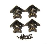 Lot de 4 pieds de support de boîte en bois antique avec protection d'angle à quatre côtés en alliage pour armoires à bijoux, quincaillerie d'armoire, pied décoratif (S)