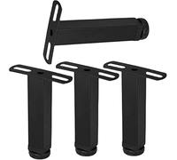 Lot de 4 Pieds de Support de Lit Reglable Pieds d'armoire Pieds de Canapé Pied Sommier Pattes de Meuble,Accessoires pour Cadre De Lit,avec Vis,Tube Carré,Noir (18cm/7.1in,T-Shaped)