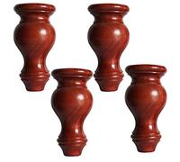 Lot de 4 pieds de support en fourrure de bois, pieds de canapé en bois massif, pieds de table basse, pieds ronds en chêne, canapé/armoire/meuble TV, causeuse, commode, lit, chaise, tabouret (rouge, 15