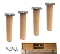 Lot de 4 Pieds de Support en hêtre Massif pour Meubles, de Rechange pour canapé, lit, Table, Meuble TV, etc. Accessoires de Montage Inclus.