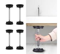 Lot de 4 pieds de support réglables pour meubles - Poteaux robustes pour cadres de lit, armoires et éviers