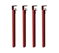 Lot de 4 pieds de table à clipser en forme de F avec roulettes - Pieds de meubles en métal - Pour table basse, bar de petit déjeuner - Design sans perforation (rouge, 45 cm)
