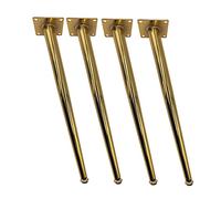 Lot de 4 pieds de table basse robustes en acier au carbone pour meubles - Design moderne - Cône oblique - Pieds de canapé - Pieds de placard dorés antirouille - Pieds réglables