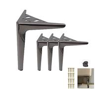 Lot de 4 pieds de table basse triangulaires en métal en acier laminé à froid pour canapé, armoire, armoire - 15 cm, noir fusil, résistant à la rouille, comprend des vis