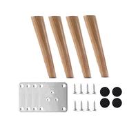 Lot de 4 pieds de table coniques en bois d'hévéa pour lit, commode, armoire et canapé, support naturel sûr, 50 cm / 19.7in de hauteur, mise à niveau élégante