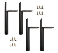 Lot de 4 pieds de table de rechange en métal noir/D/argenté pour canapés, tables basses, cabi, commodes, TV avec vis de 13 cm / 5.1in