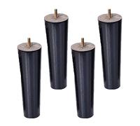 Lot de 4 pieds de table en bois noir, pieds de meubles coniques en bois massif pour canapé lit et cabinet, pieds de rechange M6, pieds de rechange stables de 18 cm de hauteur