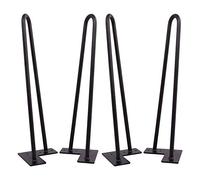 Lot de 4 pieds de table en épingle à cheveux en métal robuste avec vis et protection pour bureau, table basse, hauteur réglable de 10 cm à 86 cm, design à 2 tiges