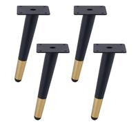 Lot de 4 pieds de table en fer à faire soi-même - Noir et doré - Design conique oblique pour table basse, meuble TV, canapé et tables d'appoint - 40 cm, installation facile avec vis incluses