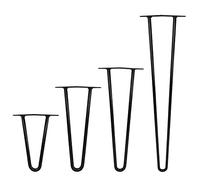 Lot de 4 pieds de table en métal de 61 cm avec 2 barres et protections de sol, parfaits pour les tables basses, les bureaux modernes, les tables de chevet et les chaises