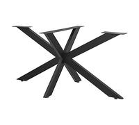 Lot de 4 pieds de table en métal noir - Cadre en croix d'araignée pour tables de salle à manger ou de conférence à monter soi-même, assemblage facile avec protections de sol, construction en acier