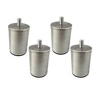 Lot de 4 pieds de table industriels modernes en acier inoxydable, design cylindrique avec pieds antidérapants souples, boulon M10, tuyau de 5 cm de diamètre, parfaits pour les projets de bricolage de