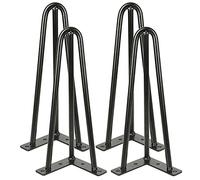 Lot de 4 Pieds de Table pour Meuble Scandinave, 4pcs Pied de Table Metal,30 cm, triangulaires, Noirs, Pieds de Tables de Bricolage, pour Les chaises, Les armoires et Les canapés(Noir)(4pcs)