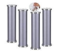 Lot de 4 pieds de table réglables en aluminium pour tables basses en verre, pieds auto-adhésifs, sans perforation, hauteur 20 cm, gris