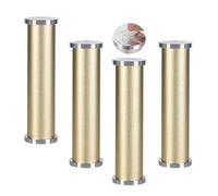 Lot de 4 pieds de table réglables en aluminium sans perforation adhésifs pour tables en verre, meubles de salle de bain, 40 cm, doré poli