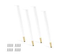 Lot de 4 pieds de table réglables en métal - 45 cm - Blanc/doré - Parfait pour les projets de bricolage, les bureaux, les canapés, les chaises, les armoires, les lits et les crédenzas - Modernisation