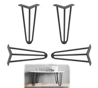Lot de 4 pieds de table robustes noirs en épingle à cheveux de 55 cm, supporte 500 kg, style industriel moderne, installation facile, parfaits pour les projets de meubles de bricolage