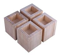 Lot de 4 Pieds en Bois Véritable, Rehausseurs de Meubles Supports de Lit en Bois, Base en Bois Robuste, pour Table de Bureau Lit Meuble de Rangement Tables(Size:L x W = 4.5 x 4.5 cm)