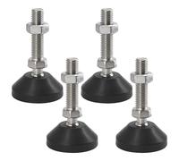 Lot de 4 pieds en caoutchouc pour meubles M12 x 150 mm - Pieds de nivellement réglables en hauteur - Base en nylon φ5 mm