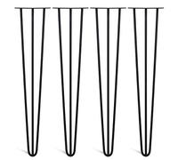 Lot de 4 pieds en épingle à cheveux avec pieds de protection de sol et vis - 10 tailles en 2 et 3 tiges. Design classique rétro industriel style rustique - Construction professionnelle soudage et