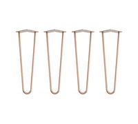 Lot de 4 pieds en épingle à cheveux avec pieds de protection de sol et vis - 40 cm (2 tiges) / 10 mm, cuivre or rose
