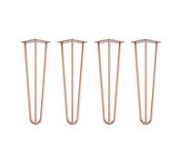 Lot de 4 pieds en épingle à cheveux avec pieds de protection de sol et vis - 40 cm (3 tiges) / 10 mm, cuivre or rose