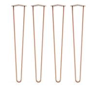 Lot de 4 pieds en épingle à cheveux avec pieds de protection de sol et vis - 71 cm 2 tiges / 10 mm, cuivre or rose