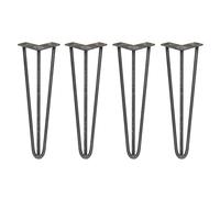 Lot de 4 Pieds en épingle à Cheveux en Acier Brut de 12 mm avec Pieds de Protection pour Le Ski, Le Bureau, la Chaise, la Table de 40,6 cm