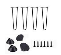 Lot de 4 pieds en épingle à cheveux noirs satinés, 40,5 cm, parfaits pour les projets de meubles de maison, avec vis autotaraudeuses, design rustique moderne pour tables et bureaux