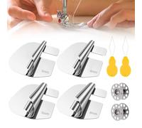 Lot de 4 pieds presseurs pour machine à coudre - Pour la maison - Avec 2 enfile-aiguilles, 2 bobines en acier inoxydable (3-6 mm)