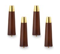 Lot de 4 pieds réglables en bois M8 pour tables basses, canapés, lits - Design fileté - Noyer - 25 cm