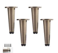 Lot de 4 pieds réglables en laiton pour meubles - 8 cm - Marron - Parfait pour les tables basses, canapés et armoires - Vis incluses - Plage de hauteur de 0 à 6 mm
