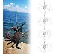 Lot de 4 pièges à crabe en acier inoxydable avec 8 boucles, pièges à crabes pour crabes bleus/crabes rouges/crabes rochers, caisse claire pour cannes à pêche, équipement de crabe