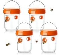 Lot de 4 pièges à frelon d'extérieur pour bouteille en plastique intérieur, pièges à frelons asiatiques sélectifs, pièges et frelons extérieurs, pièges à moustiques, mouches, mouches (orange)